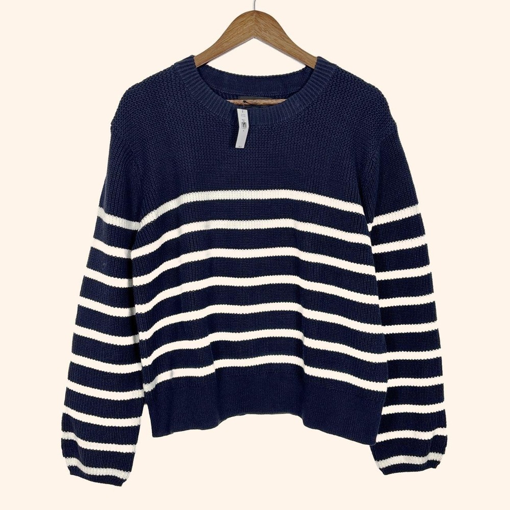 Banana Republic Navy & White Striped Knit Sweater XL